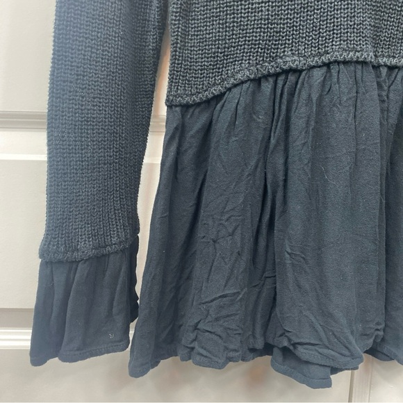 Altar'd State Womens Babydoll Sweater Small Layered V-neck Rayon Cable Knit Blac - Picture 4 of 6